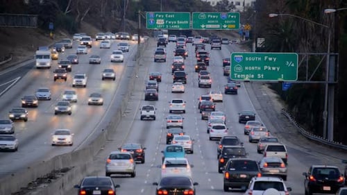Busy Los Angeles Freeway Traffic Daytime
