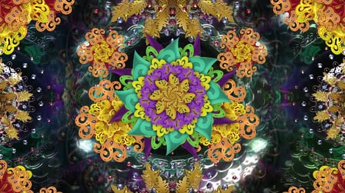 Vibrant Floral Kaleidoscope Mandala Pattern Animation Loop