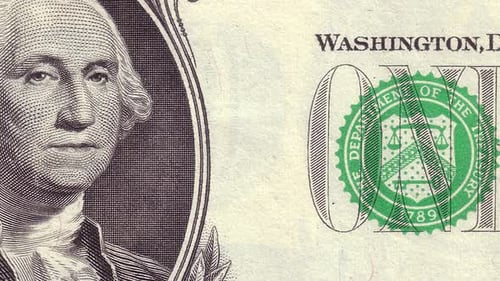 Cash american one dollars macro view. 1 USD close-up motion background