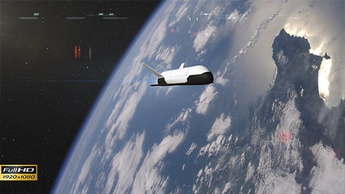 Futuristic Space Shuttle Orbiting Earth