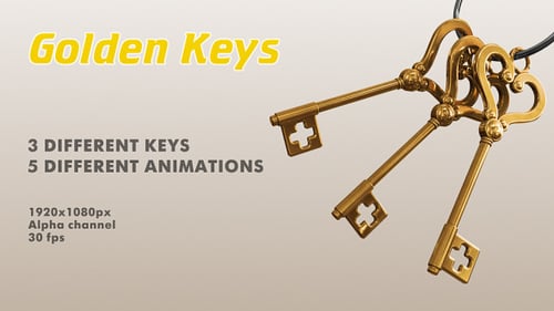 Animated Gold Skeleton Keys Swinging and Spinning
