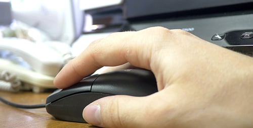 Office Worker Using PC Mouse