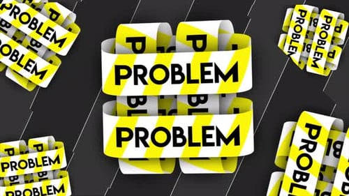 Abstract white curved lines with the yellow words problem on them