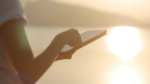 Touch Screen Tablet On Lake