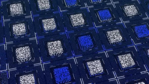 Abstract small qr code squares on colorful background