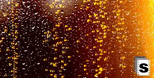 Water Droplets with Moving Yellow Light Reflection