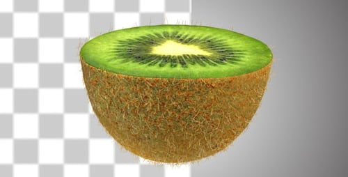 3D Animated Kiwi Fruit Half Rotation