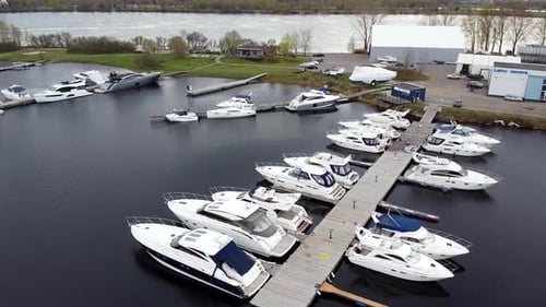 Yacht river marina aerial view