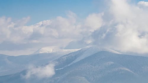 Beautiful Winter Landscape with Snow Covered Trees. Winter Mountains.