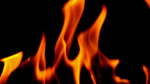 Bright Flames Dancing on Black Background