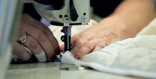 Sewing Machine Stitching Textile Material Close Up
