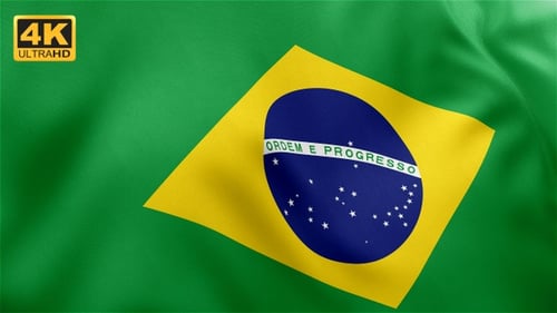 Realistic Waving Brazilian National Flag Seamless Loop