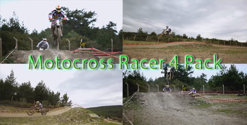 Motorcyclists Jumping on Dirt Bikes on Cloudy Day