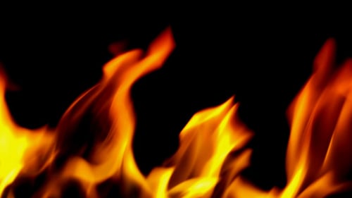 Dynamic Flames Flickering Against Black Background
