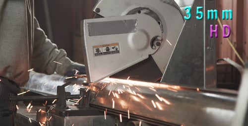 Metal Chop Saw Creates Sparks