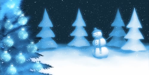 Happy Holidays Text Animation in Snowy Winter Scene