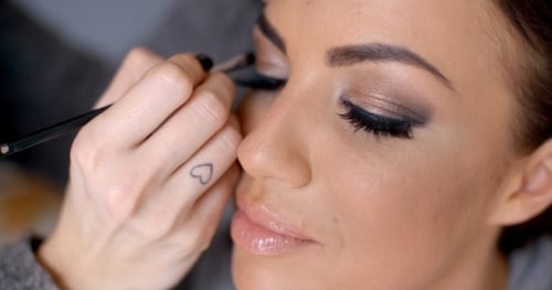 Eye Makeup Applied by Makeup Artist Close Up