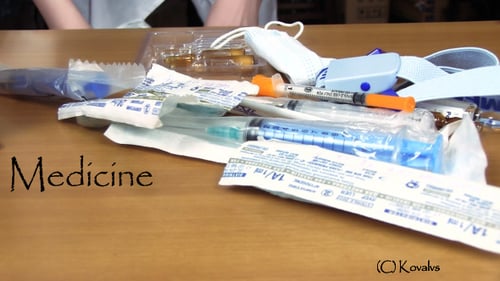 Medical Equipment Displayed on Table in Clinical Setting