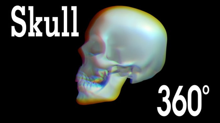 Animated 3D Skull Rotation with Digital Glitch and Retro Effects ...