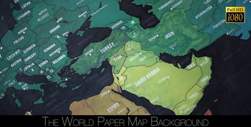 Panning Across a World Map Focused on Middle East