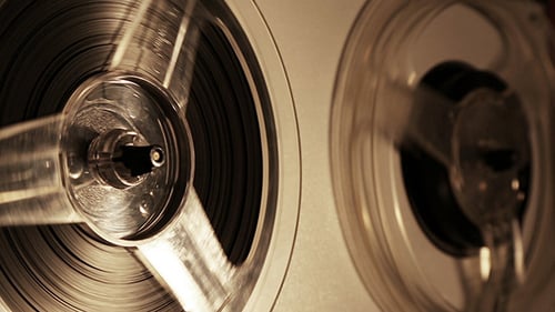 Vintage Reel-to-Reel Tape Recorder Spinning