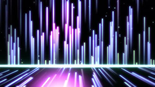Abstract Neon Light Bars Pulsing Reflection Loop Background