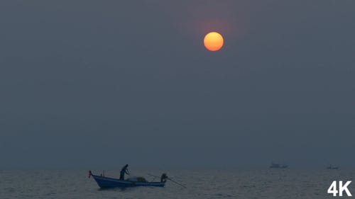 Fischer am Morgen auf dem Meer