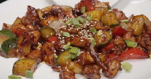 Delicious Chicken and Vegetable Dish Close-Up