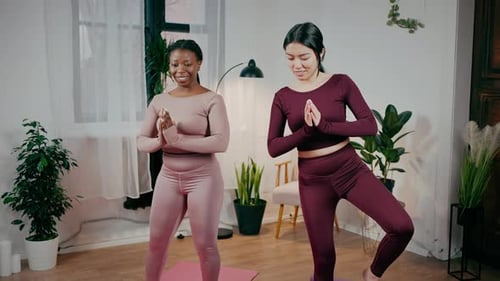 Women Practicing Yoga for Health and Fitness Indoors