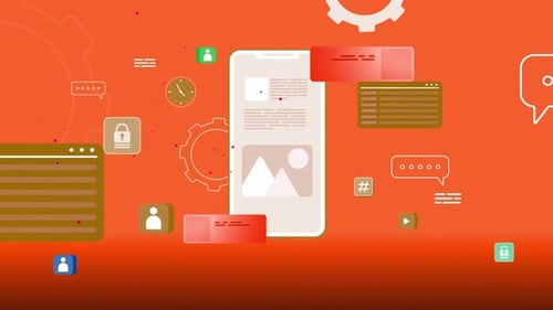 Mobile Interface Animation with Flat Design Icons and Elements