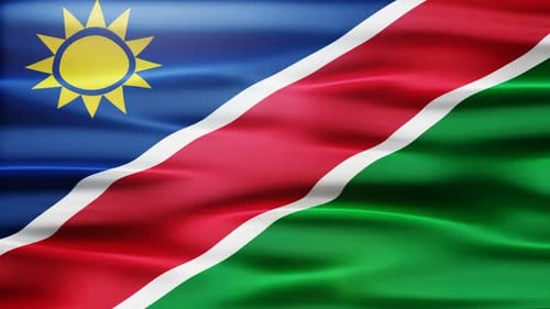 Waving Flag of Namibia with Realistic Fabric Movement