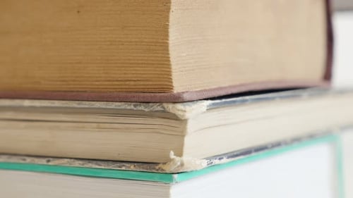 Pile of Antique Books Close Up