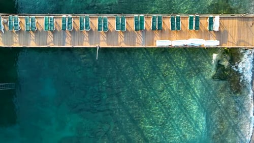 Pier by the sea aerial view Turkey Alanya 4 K