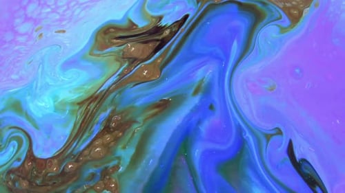 Abstract Fluid Paint Swirls of Blue and Purple