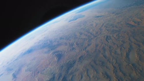 Raumschiff fliegt über den Planeten Erde