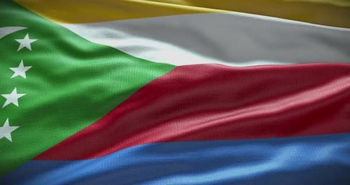 Realistic Comoros Flag Waving Loop Animation
