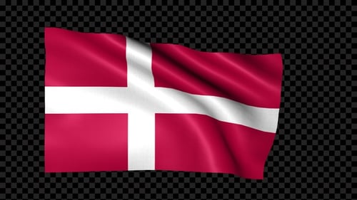 Realistic Waving Danish Flag Animation with Alpha Channel