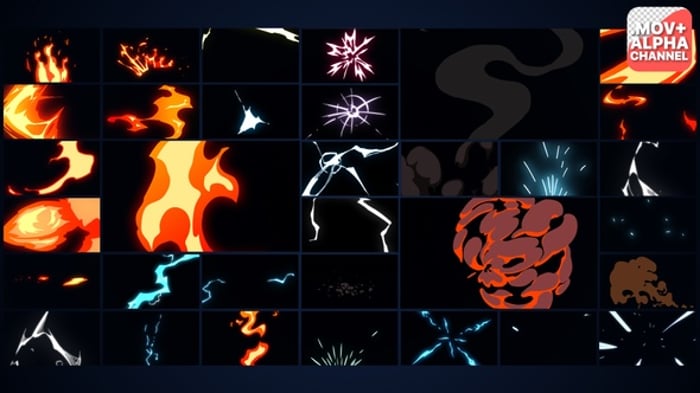 Animated Fire Transitions and Elements Pack, Transitions Motion ...