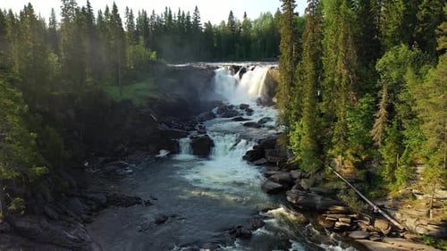 Ristafallet Waterfall in the Western Part of Jamtland