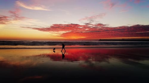 Walking Beach Sunset
