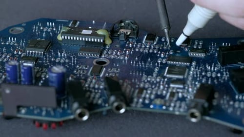 Close Up of Soldering on Circuit Board