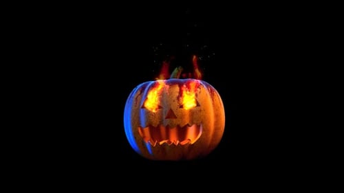 Burning Halloween Jack-o'-Lantern Seamless Loop Animation