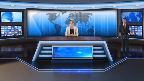 Virtueller 3D-Nachrichtenstudio-Hintergrund D63