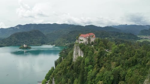 Drone Flight Over Castle Bled