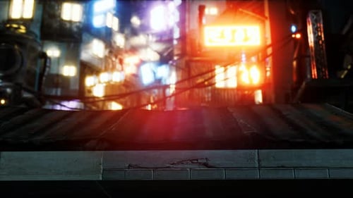 Dynamic Futuristic Cityscape with Neon Lights Background