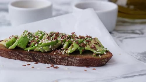 Delicious Avocado Toast with Flax and Sesame Seeds