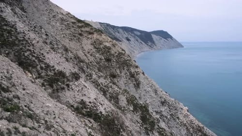 Beautiful blue sea. Sea expanse landscape, high seashore