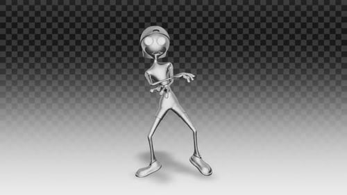 3D Silver Man - Cartoon Fröhlicher Tanz