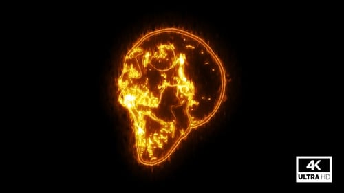 Burning Fiery Skull Outline Animation