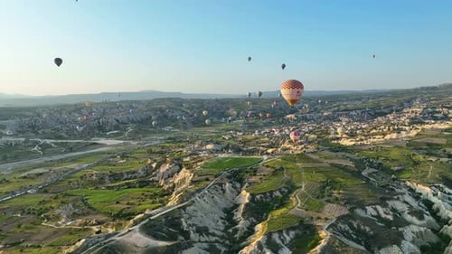 Aerial view Hot air baloons in Turkey 4 K